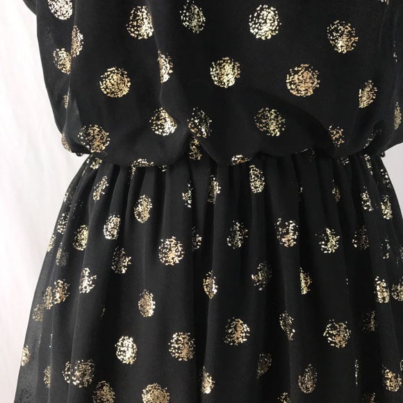 A. Byer Black & Gold Glitter Polkadot Skater Dress - Picture 4 of 8